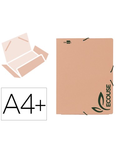 CARPETA  GOMAS A4+ 3 SOLAPAS ECOUSE CARTULINA 400 G/M2 KRAFT MARRON