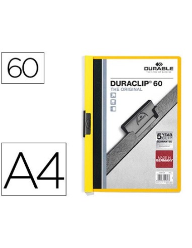 CARPETA DURACLIP DOSSIER PINZA LATERAL AMARILLO CAP.60 H.