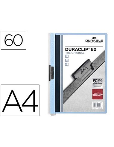 CARPETA DURACLIP DOSSIER PINZA LATERAL AZUL CAP.60 H.