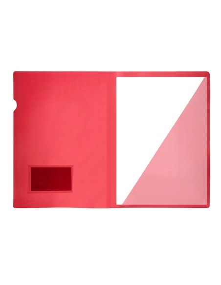 CARPETA DOSSIER PP DIN A4 BOLSA Y TARJETERO ROJO