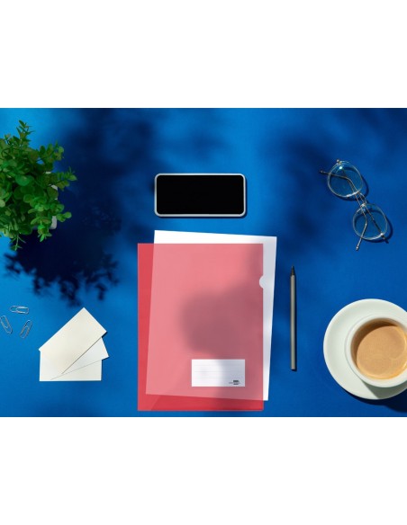 CARPETA DOSSIER PP DIN A4 BOLSA Y TARJETERO ROJO