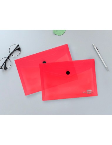 CARPETA LIDERPAPEL DOSSIER BROCHE PP DIN A6 ROJO TRANSPARENTE