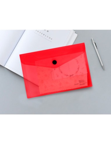 CARPETA LIDERPAPEL DOSSIER BROCHE PP DIN A6 ROJO TRANSPARENTE