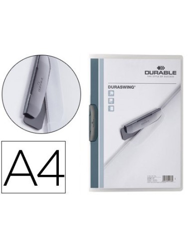 CARPETA DURABLE DURASWING C/PINZA LATERAL PP A4 GRAFITO 30H.2290-37