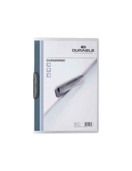 CARPETA DURABLE DURASWING C/PINZA LATERAL PP A4 GRAFITO 30H.2290-37