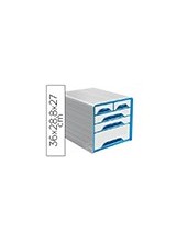 FICHERO CAJONES SOBREMESA CEP 5 CAJONES MIXTOS BL/AZ 360X288X270MM 2