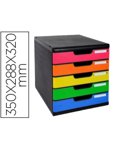 FICHERO SOBREMESA EXACOMPTA 5 CAJONES MULTICOLORES 350X288X320 MM