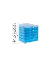 FICHERO CAJ. SOBREM.340X270X255 MM APILABLES 5 CAJ. AZUL MAR TRANSLUC 2