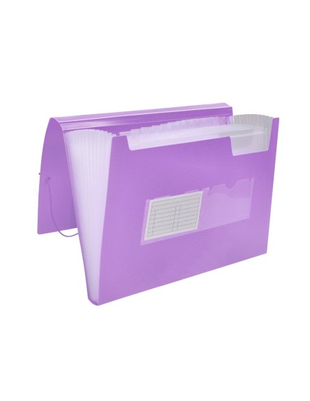 CARPETA CLASIFICADOR FUELLE PP. A4 LAVANDA OPACO 13 DEPARTAMENTOS
