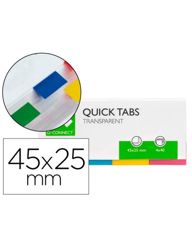 BANDERITAS SEP.Q-CONNECT 20X50 MM TPTE.S Y COLOR PACK 4 C/50 H.