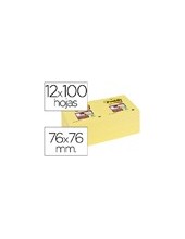 BLOC NOTAS ADH. POST-IT SUPER STICKY 76X76MM 12UD. AM.CANARIO 2