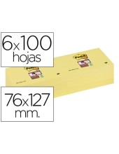 BLOC NOTAS ADH.POST-IT SUPER STICKY 76X127MM 6UD. 100H. AM.CANARIO