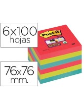 BLOC NOTAS ADH.POST-IT SUPER STICKY 76X127MM 6UD. 100H. COL.SURT.