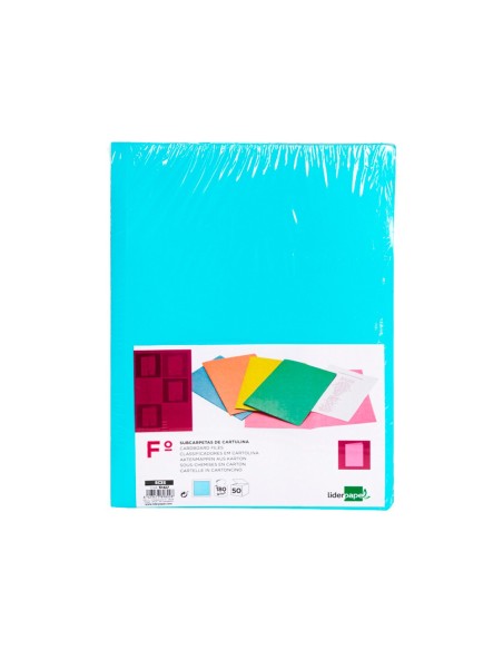 SUBCARPETA FL 180 GR. LIDERPAPEL AZUL PASTEL