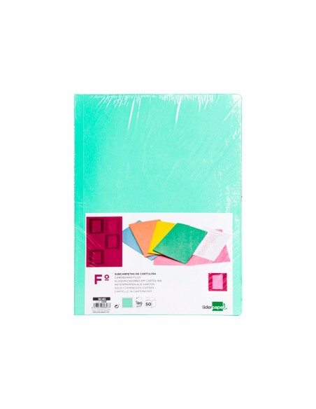 SUBCARPETA FL 180 GR. LIDERPAPEL VERDE PASTEL