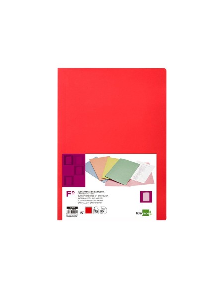 SUBCARPETA FL 180 GR. LIDERPAPEL ROJO INTENSO