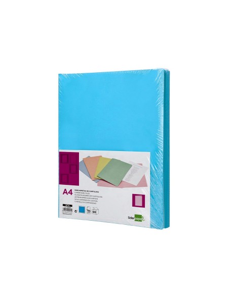 SUBCARPETA A4 185 GR. LIDERPAPEL CELESTE INTENSO C/50