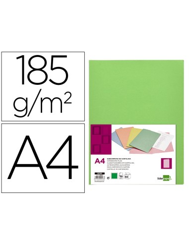 SUBCARPETA A4 180 GR. LIDERPAPEL VERDE INTENSO C/50