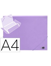 CARPETA GOMAS LIDERPAPEL A4 PP 3 SOLAPAS LAVANDA