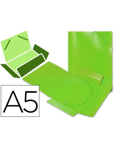 CARPETA GOMAS LIDERPAPEL A5 PP 3 SOLAPAS VE.