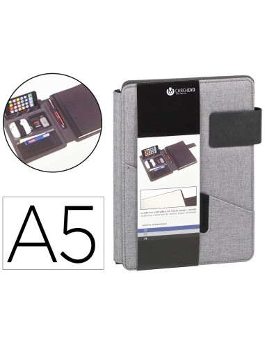 PORTANOTAS CARCHIVO VENTURE A5 SOPORTE SMARTPHONE CUADERNO GRIS