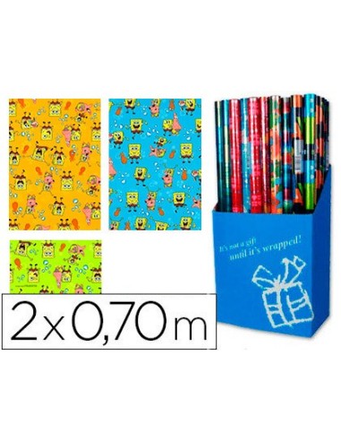 PAPEL FANTASIA INFANTIL BOB ESPONJA ROLLO 2X0,70 MT PAPEL 60