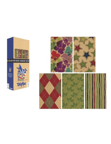 PAPEL REGALO KRAFT ROLLO ANCHO 70 CM 2 M DISEÑOS SURT.GRAMAJE 50 GR PAPEL REGALO KRAFT ROLLO ANCHO 70 CM 2 M DISEÑOS SURT.GRAMAJE 50 GR