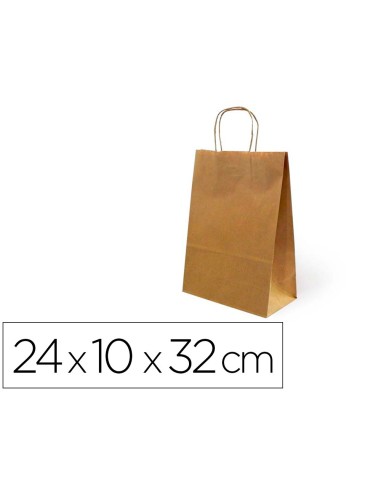 BOLSA KRAFT RECICLADO ASA RETORCIDA LISO NATURAL S 240X100X320MM