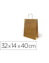 BOLSA KRAFT RECICLADO ASA RETORCIDA LISO NATURAL L 320X140X400MM