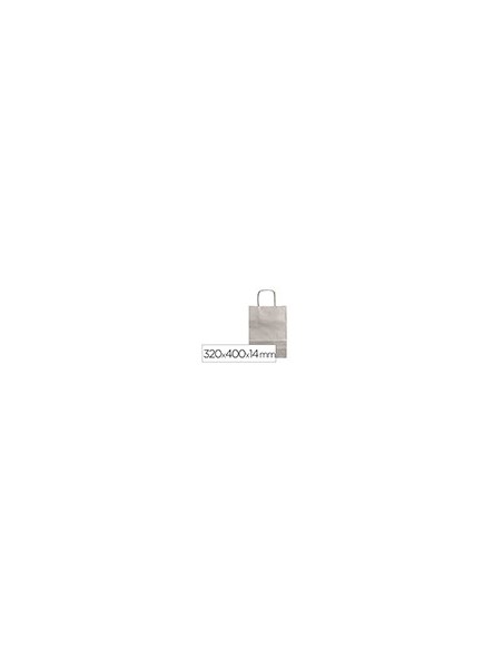 BOLSA PAPEL Q-CON.KRAFT PLATA L ASA RETORCIDA 320X400X14MM BOLSA PAPEL Q-CON.KRAFT PLATA L ASA RETORCIDA 320X400X14MM