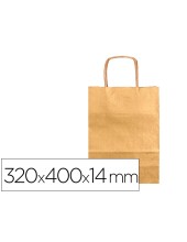 BOLSA PAPEL Q-CON.KRAFT ORO L ASA RETORCIDA 320X400X14MM