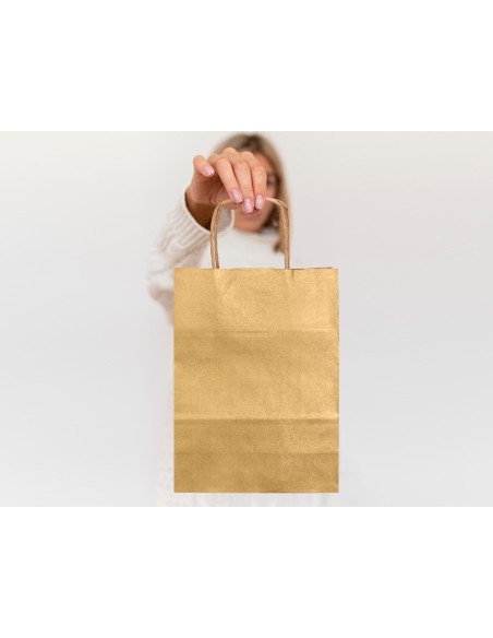 BOLSA PAPEL Q-CON.KRAFT ORO L ASA RETORCIDA 320X400X14MM BOLSA PAPEL Q-CON.KRAFT ORO L ASA RETORCIDA 320X400X14MM