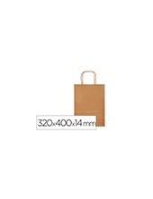 BOLSA PAPEL Q-CON.CELULOSA NATURAL LISO L ASA RETORCIDA 320X400X14MM 2