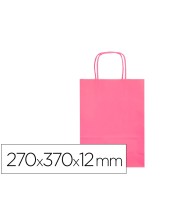 BOLSA PAPEL Q-CON.CELULOSA ROSA M ASA RETORCIDA 270X370X12MM