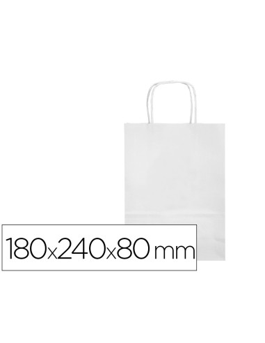 BOLSA PAPEL Q-CON.CELULOSA BL.XS ASA RETORCIDA 180X240X80MM