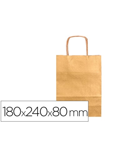 BOLSA PAPEL Q-CON.KRAFT ORO XS ASA RETORCIDA 180X240X80MM