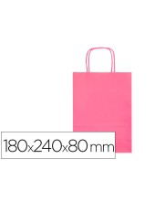 BOLSA PAPEL Q-CON.CELULOSA ROSA XS ASA RETORCIDA 180X240X80MM