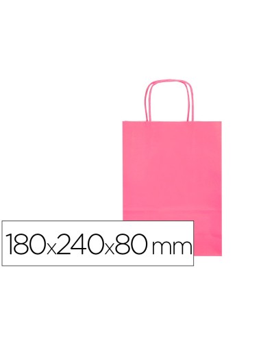 BOLSA PAPEL Q-CON.CELULOSA ROSA XS ASA RETORCIDA 180X240X80MM