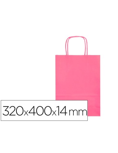 BOLSA PAPEL Q-CON.CELULOSA ROSA L ASA RETORCIDA 320X400X14MM