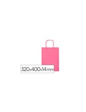 BOLSA PAPEL Q-CON.CELULOSA ROSA L ASA RETORCIDA 320X400X14MM 2