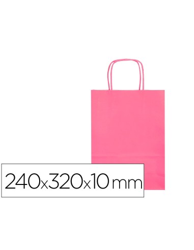 BOLSA PAPEL Q-CON.CELULOSA ROSA S ASA RETORCIDA 240X320X10MM