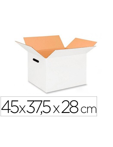 CAJA EMBALAR BLANCA DOBLE CANAL 450X280 MM CON ASAS