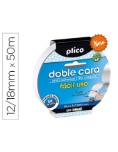 CINTA ADHESIVA PLICO DOBLE CARA FACIL USO 12/18 MM X 50 M