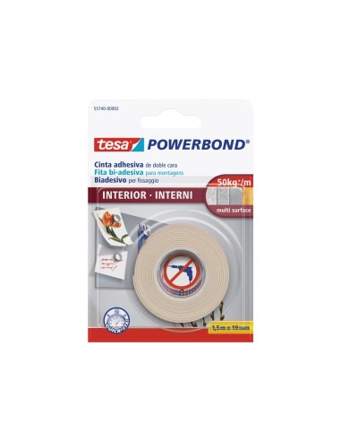 CINTA DOBLE CARA TESA INTERIORES 1,5 MT X 19 MM