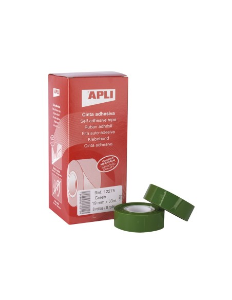CINTA ADHESIVA APLI 33 MT X 19 MM COLOR VERDE CINTA ADHESIVA APLI 33 MT X 19 MM COLOR VERDE