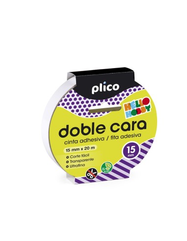 CINTA ADHESIVA PLICO DOBLE CARA 15MM X 20MT