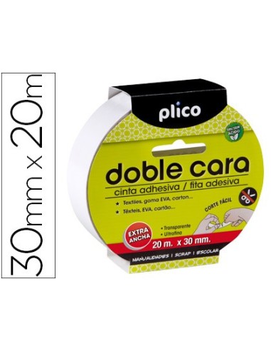 CINTA ADHESIVA PLICO DOBLE CARA 30MM X 20M 13320**11902079