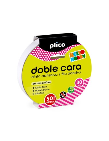 CINTA ADH. PLICO DOBLE CARA TPTE.50MT.X 30MM