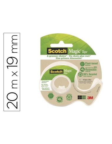 CINTA ADH. SCOTCH MAGIC INVISIBLE 20MT.X 19MM ECO. MINIPORTARROLLO