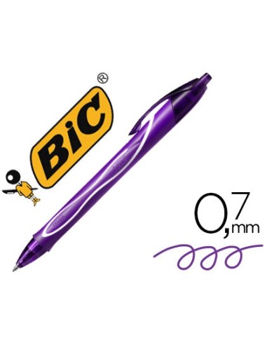 BOLIGRAFO BIC GELOCITY QUICK DRY RETRACTIL TINTA GEL PURPURA 0,7 MM